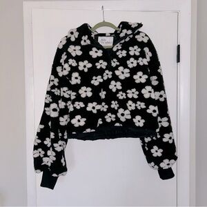 Black and white floral quarter zip